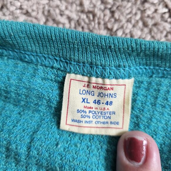 Vintage 90s Harley Davidson Teal Thermal Waffle Knit Top XL Flames Eagle 1993 - Picture 10 of 13